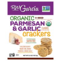 RW Garcia Organic 3 Seed Parmesan & Garlic Crackers, 5.5 oz