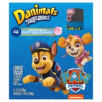 Danimals Squeezables Pawfect Cotton Candy Flavor Lowfat Yogurt, 3.5 oz, 4 count