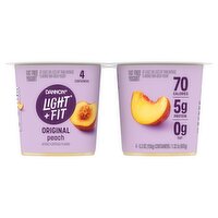 Dannon Light + Fit Original Peach Fat Free Yogurt, 5.3 oz, 4 count