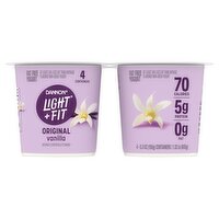 Dannon Light + Fit Original Vanilla Fat Free Yogurt, 5.3 oz, 4 count, 21.2 Ounce