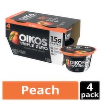 Oikos Triple Zero Peach Flavored Blended Greek Nonfat Yogurt, 5.3 oz, 4 count