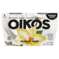 Oikos Vanilla Bean Blended Greek Nonfat Yogurt, 5.3 oz, 4 count