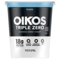 Oikos Triple Zero Plain Blended Greek Nonfat Yogurt, 32 oz