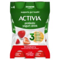 Activia Strawberry Probiotic Low Fat Yogurt Drink, 7 fl oz, 4 count, 4 Each