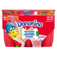 Danonino Strawberry Banana, Peach Flavor Dairy Snack Value Pack, 1.76 oz, 12 count, 21.12 Ounce