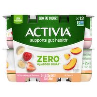 Activia Strawberry Banana and Peach Nonfat Yogurt, 4 oz, 12 count