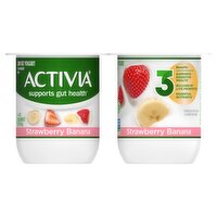 Activia Strawberry Banana with Probiotics Low Fat Yogurt, 4 oz, 4 count, 16 Ounce