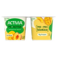 Activia Proactive Peach Mango Low Fat Yogurt, 5.3 oz, 4 count, 21.2 Ounce