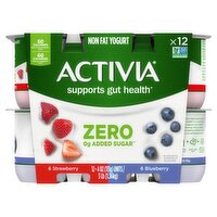 Activia Strawberry and Blueberry Non Fat Yogurt, 4 oz, 12 count, 48 Ounce