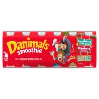 Danimals Smoothie Strawberry Explosion and Strikin' Strawberry Kiwi Dairy Drink Multi-Pack, 12 Ct, 3.1 ounce Smoothie Bottles