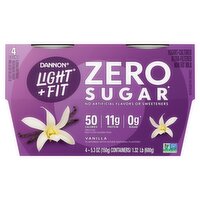 Dannon Light + Fit Zero Sugar Vanilla Yogurt-Cultured Ultra-Filtered Non Fat Milk, 5.3 oz, 4 count