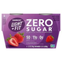 Dannon Light + Fit Strawberry Yogurt, 5.3 oz, 4 count