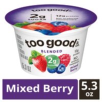 Too Good & Co. Mixed Berry Blended Yogurt-Cultured Ultra-Filtered Low Fat Milk, 5.3 oz