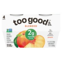 Too Good & Co. Peach Blended Yogurt-Cultured Ultra-Filtered Low Fat Milk, 5.3 oz, 4 count