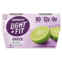 Dannon Light + Fit Greek Key Lime Fat Free Yogurt, 5.3 oz, 4 count