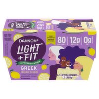 Dannon Light + Fit Greek Lemon Cream Fat Free Yogurt, 5.3 oz, 4 count