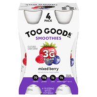 Too Good & Co. Mixed Berry Cultured Dairy Drink Smoothies, 7 fl oz, 4 count