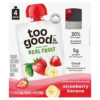Too Good & Co. Strawberry Banana Yogurt-Cultured Ultra-Filtered Milk, 3.5 oz, 4 count