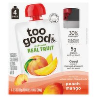 Too Good & Co. Peach Mango Yogurt-Cultured Ultra-Filtered Milk, 3.5 oz, 4 count