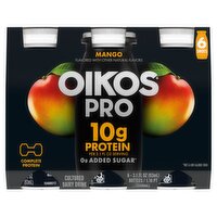 Oikos Pro Mango Cultured Dairy Drink, 3.1 fl oz, 6 count, 18.6 Fluid ounce