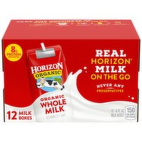 Horizon Organic Organic Whole Milk, 8 fl oz, 12 count