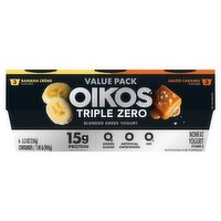 Oikos Triple Zero Banana Crème + Salted Caramel Flavored Nonfat Greek Yogurt, 5.3 oz, 6 Count