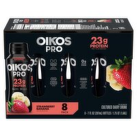 Oikos Pro 23g Protein Strawberry Banana Cultured Dairy Drink, 7 fl oz, 8 Count