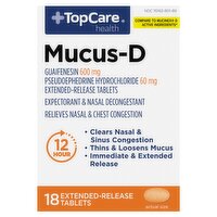 TopCare Health Mucus-D Extended-Release Tablets, 18 Count