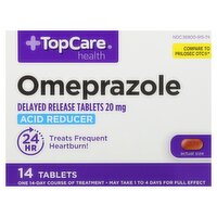 TopCare Health Omeprazole Acid Reducer Delayed Release Tablets, 20 mg, 14 count, 14 Each