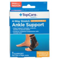 TopCare Health 4-Way Stretch Antimicrobial Moderate Ankle Support, Small/ Medium, 1 count, 1 Each