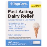 TopCare Fast Acting Dairy Relief Dietary Supplement Caplets, 32 count, 32 Each