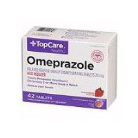 Top Care Strawberry Flavor Omeprazole Acid Reducer - 20 mg, 42 each