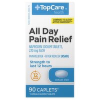 TopCare Health All Day Pain Relief Caplets, 220 mg, 90 count, 90 Each