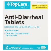 TopCare Health Anti-Diarrheal Tablets, 2 mg, 12 count