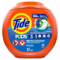 Tide PODS Liquid Laundry Detergent Pacs, Original, 57 count, 57 Each