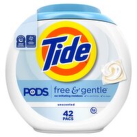 Tide Pods Unscented Free & Gentle Detergent, 42 count, 33 oz