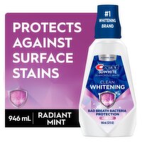 Crest 3D White Glamorous Clean Whitening Radiant Mint Multi-Care Whitening Mouthwash, 32 fl oz