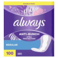 Always Anti-Bunch Xtra Protection Unscented Regular Liners, 50 count