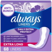 Always Daily Extra Protect Liners, Extra Long Length Length, Unscented Panty Liners, 68 Count