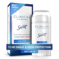 Secret Clinical Strength Soft Solid Antiperspirant and Deodorant for Women, Light & Fresh, 2.6 oz