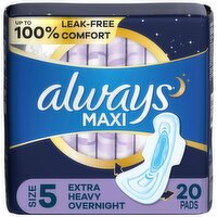 always Maxi Extra Heavy Overnight Flexi-Wings Pads, Size 5, 20 count, 20 Each