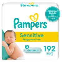 Pampers Sensitive Wipes Refills, 192 count