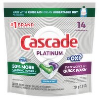 Cascade Platinum Fresh Scent + Oxi Dishwasher Detergent, 14 count, 7.8 oz