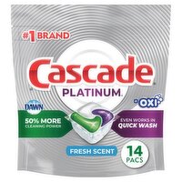 Cascade Platinum Fresh Scent + Oxi Dishwasher Detergent, 14 count, 7.8 oz