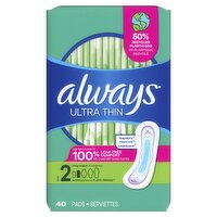 Always Ultra Thin Long Super Flexi-Wings Pads, Size 2, 40 count