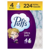 Puffs Ultra Soft Facial Tissues, 56 count, 4 pack, 224 Each