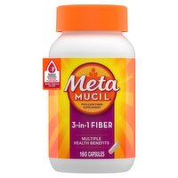 Metamucil, Psyllium Husk Capsules, 160 Capsules, 3-in-1 Fiber Supplement, Daily Psyllium Husk Fiber