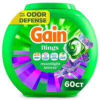 Gain Flings Liquid Washing Detergent pacs, Moonlight Breeze Scent, 60CT