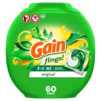 Gain Flings Original 3 in 1 Detergent, 60 count, 44 oz