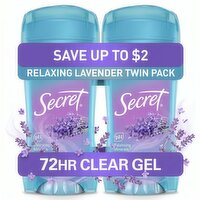 Secret Fresh Clear Gel Antiperspirant and Deodorant for Women, Lavender, 2.6 oz each, Pack of 2
